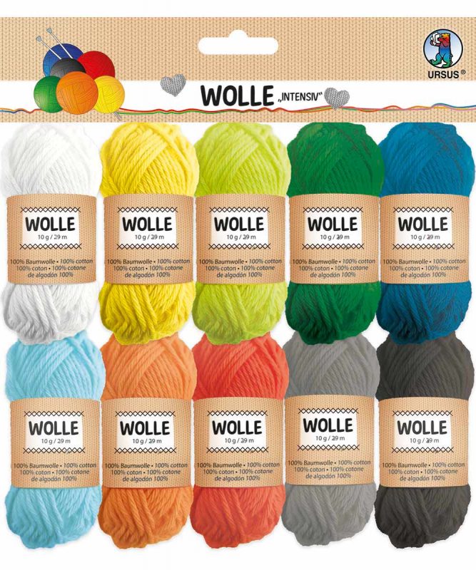Wolle aus 100% Baumwolle, 10 Knäuel á 10 g / 29 m, in 10 Farben Intensiv Art.-Nr.: 56040099
