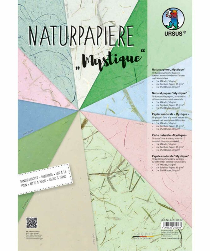 Naturpapiere, „Mystique“, je 3 Blatt „Mikado” und „Muschelpapier“, 4 Blatt „Bambuspapier” Artikel Nr.: 61610002