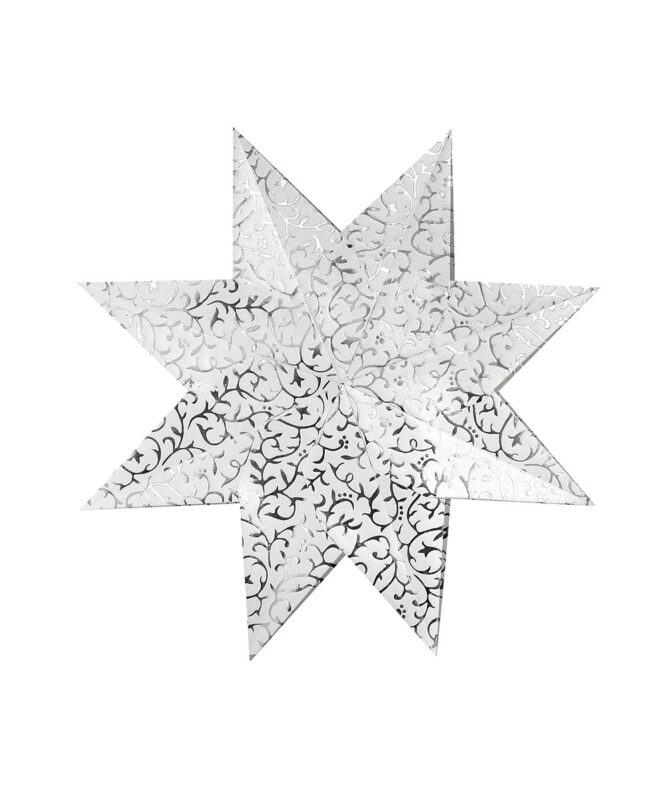 Weihnachtssterne „Stella”, Set enthält Materialien für 4 Sterne Ø 30 cm, 33 Blatt 7 x 30 cm, „Apart Klassik”, Vorderseite weiß mit Perleffekt, Folienveredelung in silber, inklusive Faltanleitung Artikel Nr.: 16140000