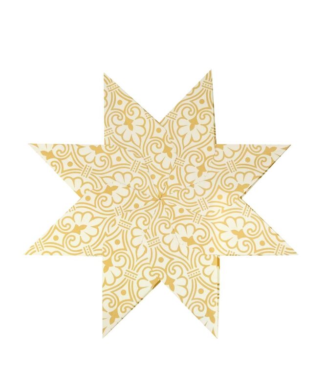 Weihnachtssterne „Stella”, Set enthält Materialien für 4 Sterne Ø 30 cm, 33 Blatt 7 x 30 cm, „Chadna”, einseitig bedruckt weiß/creme, inklusive Faltanleitung Artikel Nr.: 16180000