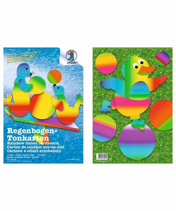 Regenbogen-Tonkarton 23 x 33 cm, 10 Blatt sortiert in verschiedenen Farbkombinationen, Bastelmappe 170 g/m² Art.-Nr.: 8200099