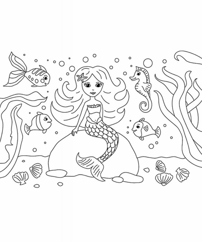 Pirate or Mermaid Colouring Book & 100 Stickers & 10 Felt Pens 