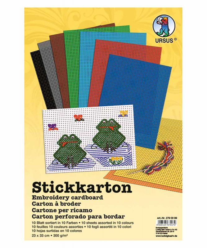 Stickkarton aus Fotokarton, 300 g/m² Stickkarton Intensiv 23 x 33 cm, 10 Blatt sortiert in 10 Farben Art.-Nr.: 2790099